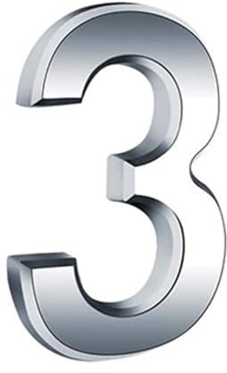 Door Numbers 3 Inches 3D Self Adhesive Mailbox Numbers for Street House Mailbox Apartment Hotel Courtyard (Silver-3)