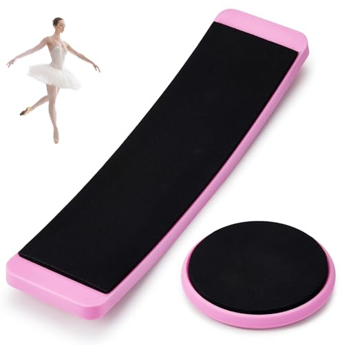 Motionchic 2 Pcs Portable Turning Board Figure Ice Skating Spinner for Ballet Dancers Ice Skaters Gymnasts Cheerleaders Training Improving Balance Pirouette Equipment (Pink)