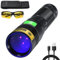 DARKBEAM Linterna Ultravioleta 365nm luz negra de alta potencia 3 LED usb- C recargable, filtro de banda ultravioleta 20w, detector de orina para mascotas, resina curada, Alfombras, Billetes, A/C Fuga
