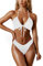 RXRXCOCO Sexy Brazilian Bikini Damen Set Triangel String Oberteil Bikini Set Tanga Bademode Weiß Size L