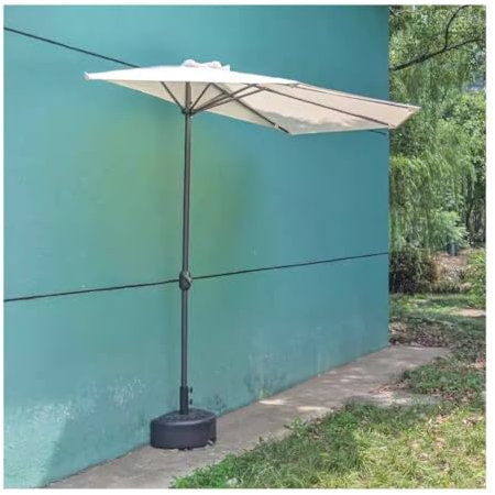 Sonnenschirm Marktschirm Gartenschirm 9,8 Fuß Terrassenschirm Mit Halbrunder Basis Und Kurbel, Wasserdichter Outdoor-Regenschirm, Pool-Regenschirm Für Garten Und Hinterhof Terrassenschirm Sonnenschirm
