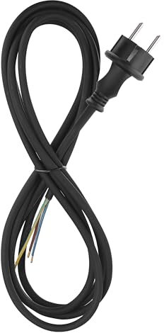 EMOS Cavo di collegamento in gomma, 3 m, cavo di alimentazione, cavo di collegamento per carico meccanico medio, cavo di collegamento Schuko, 3 x 1,0 mm2, gomma H05RN-F/neoprene, nero