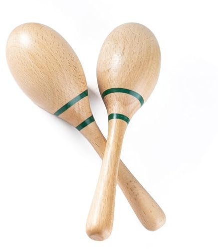 Vokowin 2pcs Percussion Maracas Shakers Rattles Sand Hammer Percussion Instrument with Wooden Handles for Live Performances and Recording Sessions (K425-2)