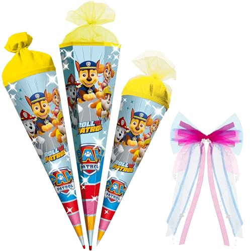 alles-meine.de GmbH Schultüte - P. Patrol - Hunde - 35-85 cm - Größe wählbar - Holzspitze wählbar - inkl. Bänder Schleife - Zuckertüte - Tüll - oder Filzabschluß - eckig/rund..