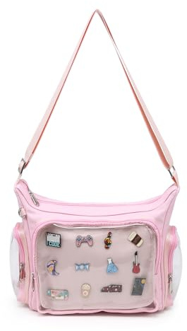 Ita Bag Umhängetasche aus Segeltuch, Kawaii, Geldbörsen und Handtaschen mit Anime-Pins Display
