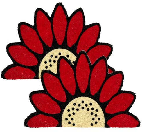 natürliche Fußmatte Kokos - Kokosmatte 40x60cm 2er Set Blume - rutschfeste Schmutzfangmatte robust - außen Fussmatte - Türmatte Außenbereich überdacht
