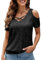 JASAMBAC Women's Sequin & Glitter Tops - Cross & V-Neck, Cold Shoulder, Evening & Festival Outfits - Black Sparkle Blouse