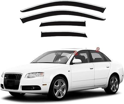 KNHCX Auto Windabweiser für Audi A4 B7 2000-2008,Hochwertiges Acryl Windabweisern Regenabweiser Vorne Hinten Autofenster Visier Tür Rauchabweiser Langlebig & Robust Wachen Abdeckung Zubehör