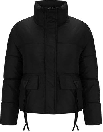 Oyuchga Steppmantel Damen Winter Dicke Warme Winterjacke Leichte Steppjacke mit Stehkragen Full Zipper Gesteppte Langarm Baumwolljacke Kurz Wintermantel Locker Steppjacken Outdoorjacke(A Schwarz,M)