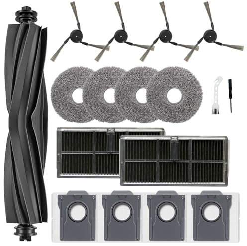 Lot de 17 Accessoires pour Aspirateur Dreame X40 Ultra Complete/X40 Master/L40 Ultra-1 Brosse Principale,4 Sacs à Poussière,4 Tampons de Nettoyage,2 Filtres,4 Brosses Latérales,1 Brosse de Nettoyage