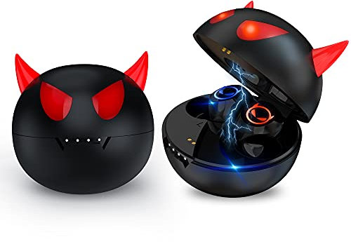 AMAFACE Auricolari per bambini, Bluetooth, progettati per bambini carini, wireless, stereo, Bluetooth 5.1, IPX6, 36 ore, auricolari con microfono, adatti per iOS, Android, telefono, nero