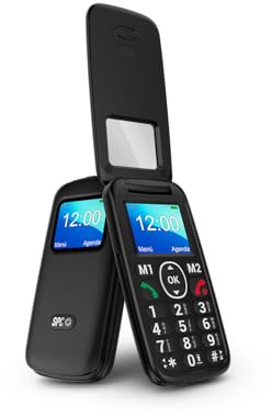 SPC Titan View – Klapphandy für Senioren mit großen Tasten, SOS-Taste, Fernkonfiguration, 2 Direktspeichern, Freisprecheinrichtung, USB-C und ohne ladegerät – Schwarz
