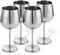 Oungy Set of 4 Large Stainless Steel Wine Glasses, 500ml/17.6oz Unbreakable Metal Wine Glass Reusable, Silver Goblet Stainless Steel Red Wine Glasses Long Stemmed Wineglass
