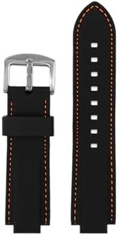Mefloar Passend for Tissot PRX Uhrenarmband T137.407/T137.410 Super Player Silikonkautschuk Uhrenriemen Herren Nylon 26x12mm Armband mit konvexem Ende(Black orange pin buckle)