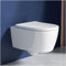 Rainsworth Hänge WC Spülrandlos Toilette - 360° Einloch Superspin Spülung Wand WC, Toilettenbecken Toilettenspülung Geräuscharm, Kloschüssel und WC Sitz mit Absenkautomatik, Weiß, 53cm lang