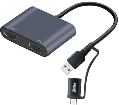 KCEVE USB to Dual HDMI Adapter, USB C to 2 HDMI Multiport Splitter Support 1080p for Windows, M1/M2 Mac OS - BIOS Interface Not Support, Only Support 11th-Generation Or Above Processor