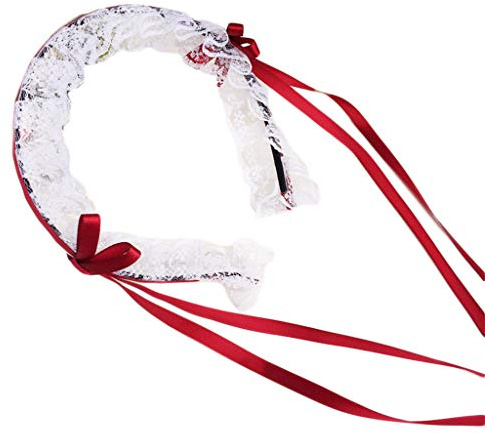 ROYJJ Süßes Haarband für Damen, gerüscht, Spitze, japanisches Band, Schleife, Haarreif, Dienstmädchen-Kostüm, Haarschmuck