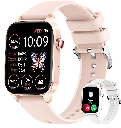 Smartwatch Donna, 1,83 Smart Watch Orologio Donna Chiamate Assistente Vocale Notifiche Messaggi, Orologio Digitale Fitness Contapassi Cardiofrequenzimetro Pressione Sanguigna SpO2 Sonno, Android iOS