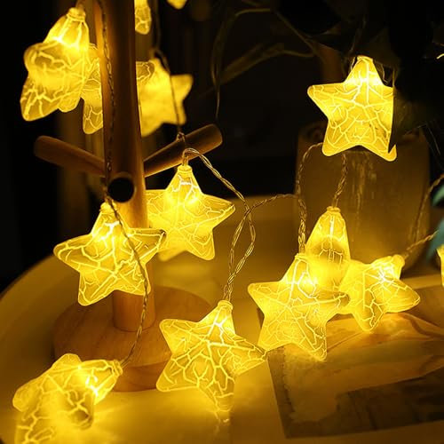 Lichterkette Sterne,1.5M 10 LED Warmweiß Lichterkette Batterie,Kinder Lichterkette,Lichterkette Kinderzimmer,LED Lichterkette Kinder,Batteriebetrieben,für Kinderzimmer Schlafzimmer Garten