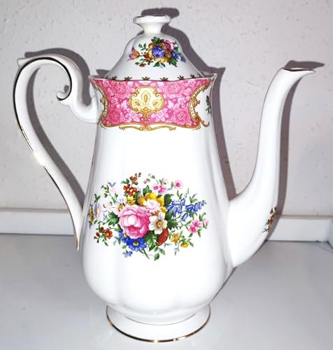 Coffee Pot Royal Albert Lady Carlyle Original Bone China England Height with Lid Approx. 23 cm