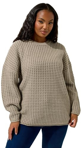 Yours Curve Brown Waffle Knit Jumper - Women's - Plus Size Curve
