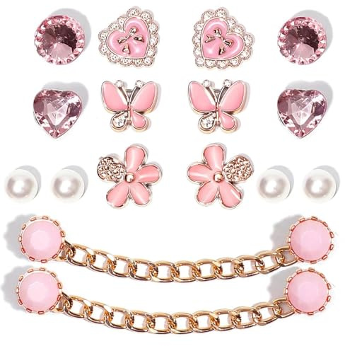JOOTUEPO 16 Pièces Accessoires de Chaussure en Strass, Breloques de Chaussures Amovibles pour Sabots, Décorations Clipsables en Cristal, pour Femme Sabots Ornements de Chaussure Bricolage