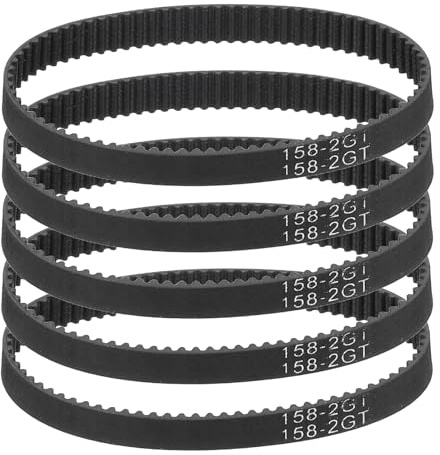 QUARKZMAN 5Stk 158mm GT-2 Zahnriemen 6mm Breite 2mm Teilung Schwarz | 3D Druck, Geschlossener Gummiring, GT-2 Zahnriemen