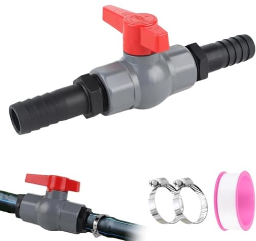Schlauchverbinder Kugelhahn, PVC Kugelhahn 33mm, Absperrventil Pool mit Innengewinde 33mm und Schlauchtüllen 25mm,Pool Schlauchverbinder für Pool, Teichbau, Aquaristik (25mm)
