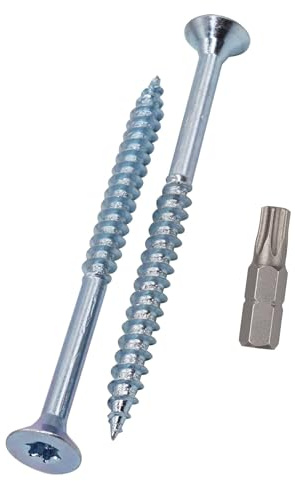 SKIR'CO (20 pièces) Vis à bois en acier zingué 6,0 x 100 mm, Vis à tête fraisée Torx, Vis pour panneaux d'aggloméré, Partiellement filetées