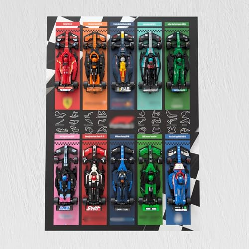 Générique Display à encadrer 50×70 cm pour collection LEGO F1 Speed Champions – Support Forex 3 mm - Décoration murale pour collectionneurs - Figurines non incluses