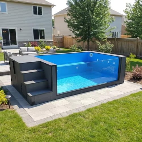 Piscina moderna personalizzata con sistema di riscaldamento | Piscina modulare prefabbricata per il tempo libero - Piscina fuori terra con finestra opzionale di vista, filtro