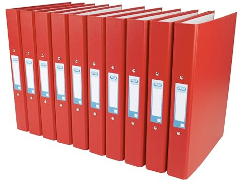 Elba A4 Board 2 O-Ring Binder, 25 mm Capacity, 30 mm Spine - Red, Pack of 10