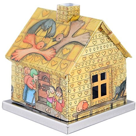 KNOX - Räucherhaus/Räucherkerzenhalter Märchenhaus aus Metall - für Räucherkerzen Größe M - Motiv: Hänsel und Gretel - Maße: ca. 6 x 6 x 7 cm
