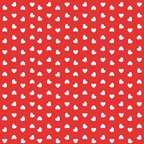 Sovie Home Airlaid Tischdecke Love, 80 x 80 cm, 1 Stück, Design weiße Herzen auf rotem Hintergrund, romantisch, stoffähnliche Haptik, Mitteldecke, Einweg, Ideal für Hochzeiten