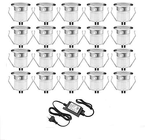 FVTLED 20 Stück LED Einbaustrahler led Bodeneinbauleuchte IP67 wasserdicht 0.6W Ø30mm led Einbauleuchte Terrasse Küche Garten Led Lampe Warmweiß