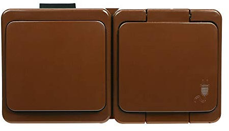 Naka24 IP44 Aufputz Steckdosenprogramm Feuchtraum Schuko SMART (1-Fach/Schalter Braun GWN-17S)