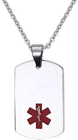 Flongo SOS Notfall Medical Alert ID Marke Herrenkette Männer Anhänger Halskette Silber Gold Kette Kostenlose Gravur Dog Tag Personalisierte Medizinische Marke Militärische Erkennungsmarke