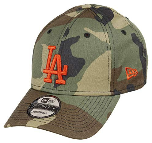 New Era Los Angeles Dodgers MLB Rear Logo Woodland Woodland Camo/Orange 9Forty Adjustable Cap - One-Size