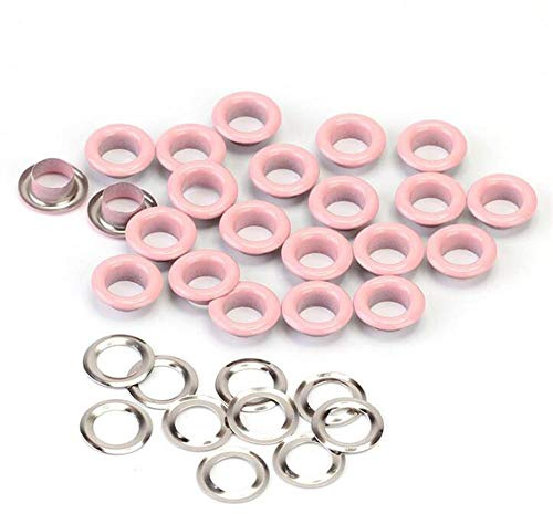 Uteruik - Occhielli e rondelle da 5 mm, a prova di ruggine, per abbigliamento, teloni, pelle e scrapbooking, 100 pezzi, colore: rosa
