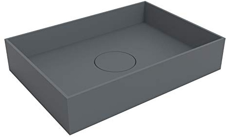 Aufsatzwaschbecken aus Mineralguss TWA112 - Breite & Farbe wählbar, Farbe:Schwarz matt, Waschbeckenbreite:80 cm