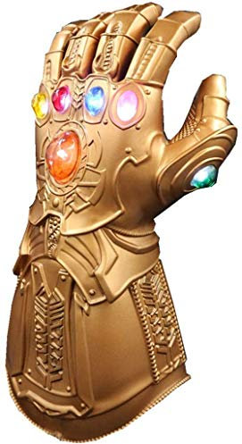 UrMsun Gant pour les Avengers avec lumières LED, gant Thanos Vengadores 4 Final du jeu Iron Man Infinity Gauntlet Hulk Thanos Captain America Thor Cosplay avec 2 piles de rechange