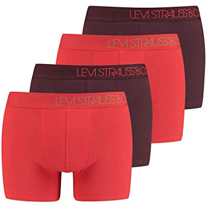 Levi's Herren Boxershorts Boomer Piqué Boxer Brief 100000497 4er Pack, Wäschegröße:M, Artikel:-004 neon red