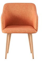 MOF Vanity Chair for Dressing Table, Bedroom or Living Room – Compact Fabric Tub Armchairs with Padded Seat & Metal Legs – Upholstered Small Bedroom Chair/Reading Chairs (K5, Orange)