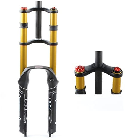 QHY Bici MTB Forcella Anteriore,Doppia Camera d'Aria Forcella Ammortizzata,Dritto Tubo Doppia Spalla Controllo Lega di Magnesio Corsa:130mm (Color : Oil Open, Size : 26in)