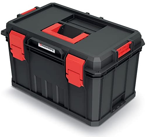 Kistenberg Werkzeugmodule Werkzeugkiste mit 2x Trennwänden oder 2x Organizer, Tragfähigkeit von 50 kg, Kunststoff, 530 x 355 x 310 mm (Werkzeugkiste mit 2x Trennwände und 2x Organizer)