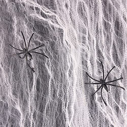 GIVBRO Halloween-Dekorationen Leuchtendes Spinnennetz, dehnbares Spinnennetz mit Spinnen für drinnen und draußen, Halloween-Urlaubsparty
