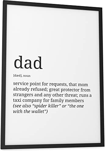Papierschmiede® Definition Dad, A3 Bild gerahmt im schwarzen Holzrahmen, Wandbild für Wohnzimmer, Schlafzimmer, Küche, Esszimmer, Poster Geschenk Wanddeko Spruch aufhängefertig