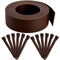 Hacaroa 12 Metres Landscape Edging Coil with 24 Anchoring Stakes, Plastic Terrace Board 10 cm High, Decorative Grass Barrier Garden Edging Border for Lawn, Fence, Flower Bed, Wood Grain, Brown