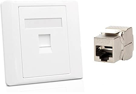 CHJIENJUJIDZ 1 PORT CAT8 CAT8 CAT 7 RJ45 Panneau mural Cat.7 LAN Plaque de face Cat.8 Prise réseau pour câble Ethernet super vitesse de 40 Gbps-CAT7