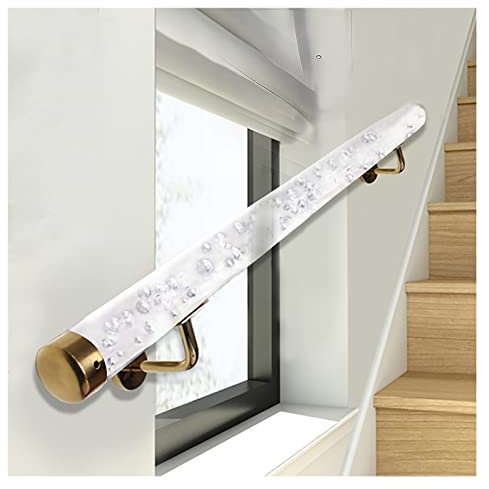 Handläufe Modern Klares Acryl Treppengeländer mit goldenen Endkappen & Klammern, 50-600 cm lang Treppen im Innenbereich Haltegriffe, für Lofts/Krankenhäuser/Vorbau/Balkon